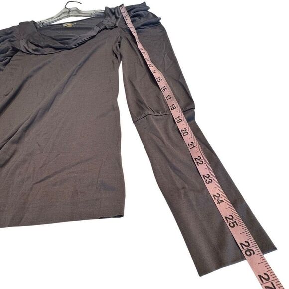 Leifsdottir Anthropologie Silk Knit Top Draped Long Sleeve Scoop Grey XS - Picture 8 of 11